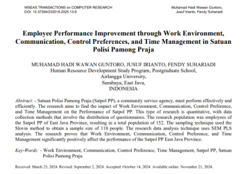 Employee Performance Improvement through Work Environment, Communication, Control Preferences, and Time Management in Satuan Polisi Pamong Praja