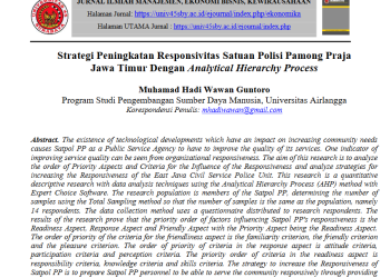 Strategi Peningkatan Responsivitas Satuan Polisi Pamong Praja Jawa Timur Dengan Analytical Hierarchy Process
